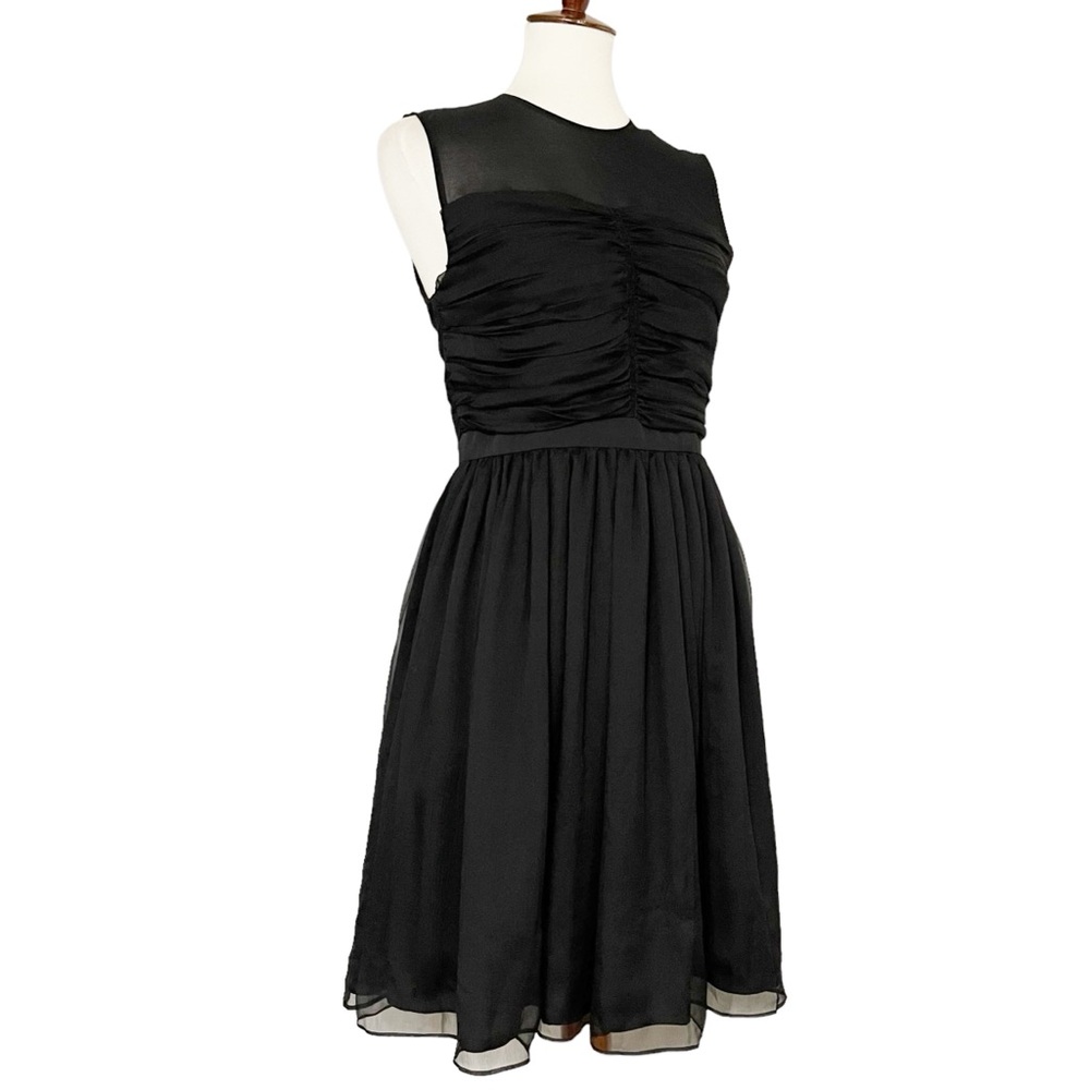 Sandro Ruffled Silk-Chiffon Mini Dress in Black - Picture 4 of 11